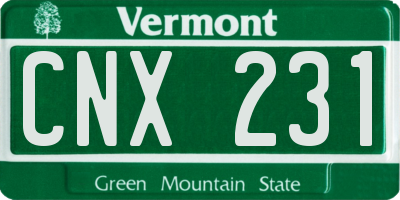 VT license plate CNX231