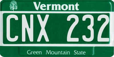 VT license plate CNX232
