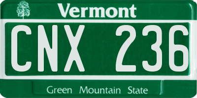 VT license plate CNX236