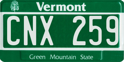 VT license plate CNX259