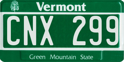 VT license plate CNX299