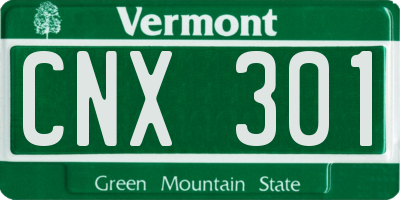 VT license plate CNX301