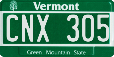 VT license plate CNX305