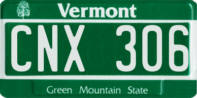 VT license plate CNX306