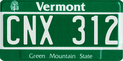 VT license plate CNX312
