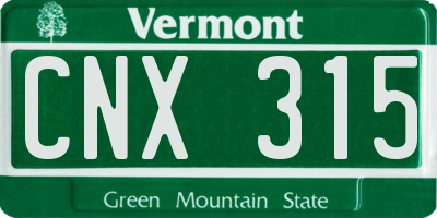 VT license plate CNX315