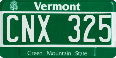 VT license plate CNX325