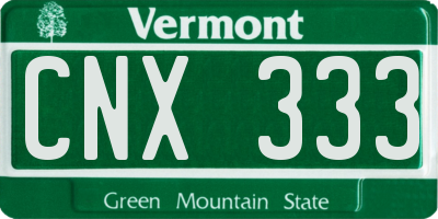 VT license plate CNX333