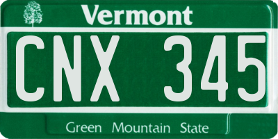 VT license plate CNX345