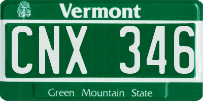 VT license plate CNX346