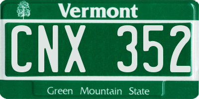 VT license plate CNX352