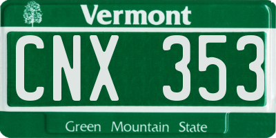 VT license plate CNX353