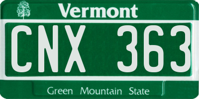 VT license plate CNX363