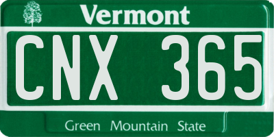 VT license plate CNX365