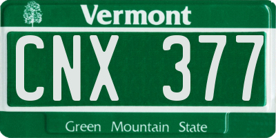 VT license plate CNX377