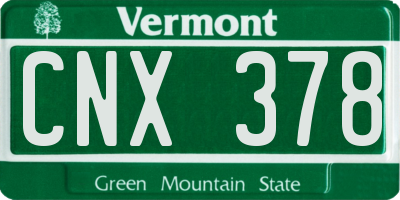 VT license plate CNX378