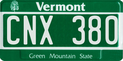 VT license plate CNX380