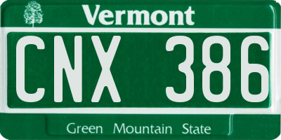 VT license plate CNX386