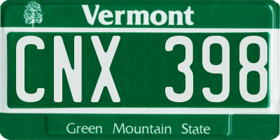 VT license plate CNX398