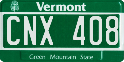 VT license plate CNX408