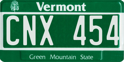 VT license plate CNX454