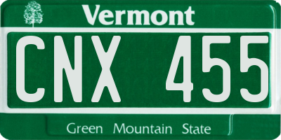 VT license plate CNX455