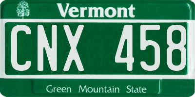 VT license plate CNX458