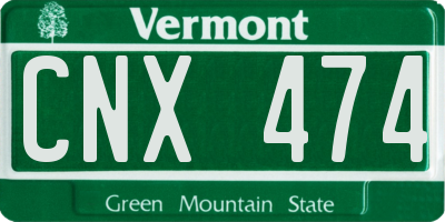 VT license plate CNX474