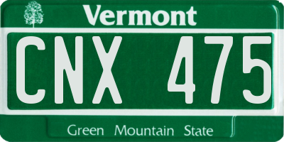 VT license plate CNX475
