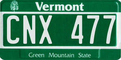 VT license plate CNX477