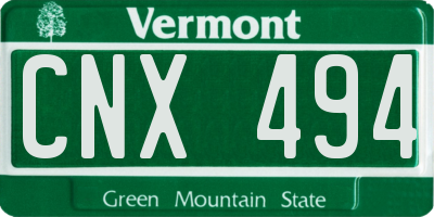 VT license plate CNX494