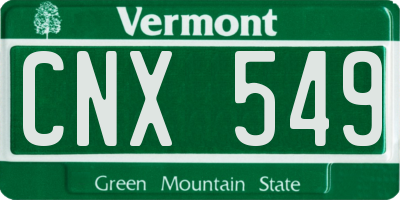 VT license plate CNX549