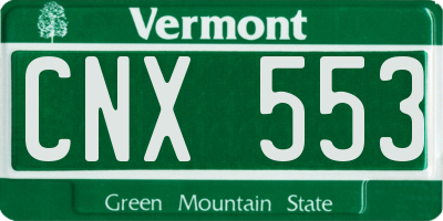 VT license plate CNX553