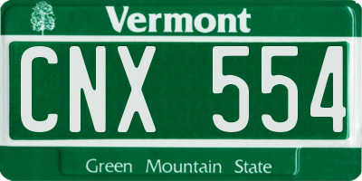 VT license plate CNX554