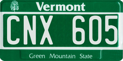 VT license plate CNX605