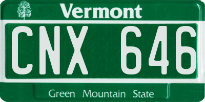 VT license plate CNX646