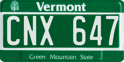 VT license plate CNX647