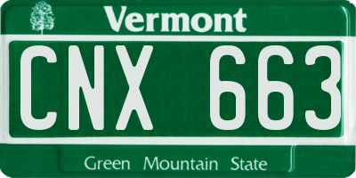 VT license plate CNX663
