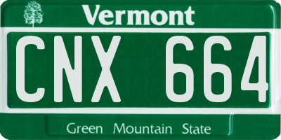 VT license plate CNX664