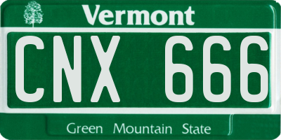 VT license plate CNX666