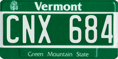 VT license plate CNX684