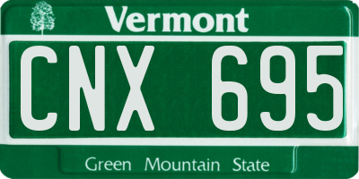 VT license plate CNX695