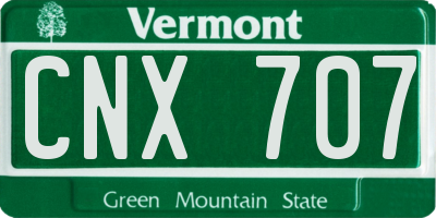 VT license plate CNX707