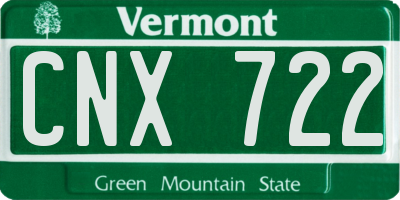 VT license plate CNX722