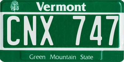 VT license plate CNX747
