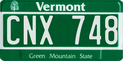 VT license plate CNX748