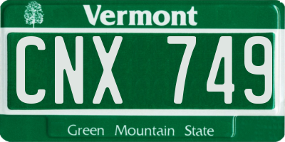 VT license plate CNX749