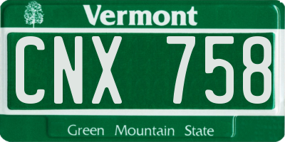 VT license plate CNX758
