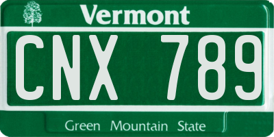 VT license plate CNX789