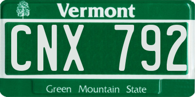 VT license plate CNX792